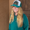 Feather Western Trucker Hats in Turquoise, Limited Edition