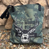 Follow the WORD, Not the Herd, Christian Deer Logo Camo Tote Bag