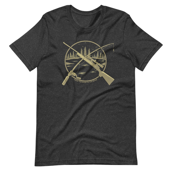 Hunting and Fishing Logo T shirt for Men from River to Ridge Clothing Brand in black