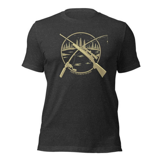Hunting and Fishing Logo T shirt for Men from River to Ridge Clothing Brand in black