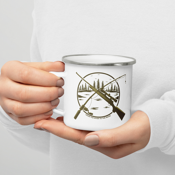Hunting & Fishing Enamel Mug, 12 oz