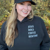 SALE Jesus, Dogs, Coffee, Hunting: Embroidery Hoodie, FREE Shipping