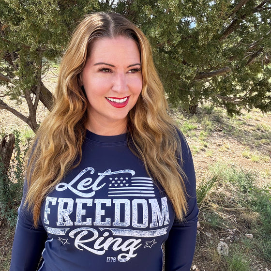 Women's UPF 50 Let Freedom Ring USA 2A Rash Guard