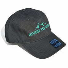  Black cap with 'River to Ridge' logo on a white background