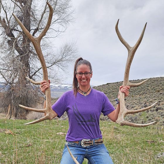 Miles = Piles, Women's Shed Hunting T, Purple or Grey