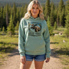 Premium Women's Hoodie, Moose Logo: Teal, Moss, Ivory