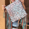 Concealed Carry Cowhide & Hand Tooled Leather Crossbody Fringe Bag