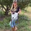 Concealed Carry Cowhide & Hand Tooled Leather Crossbody Fringe Bag