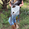 Concealed Carry Cowhide & Hand Tooled Leather Crossbody Fringe Bag