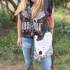 Concealed Carry Cowhide & Hand Tooled Leather Crossbody Fringe Bag