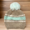 FREE Shipping, Women's Cable Knit Hat, Teal Mist / Oatmeal