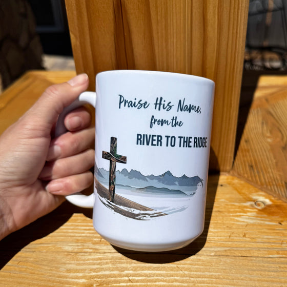 Praise His Name, Large 15oz Christian Coffee Mug