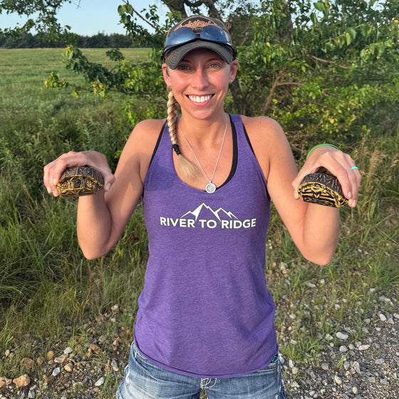 River to Ridge Logo Racerback Tank, Purple or Black