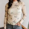 Sheer Mallard Duck Mock Neck Mesh Top, Women's Limited Edition