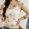 Sheer Mallard Duck Mock Neck Mesh Top, Women's Limited Edition