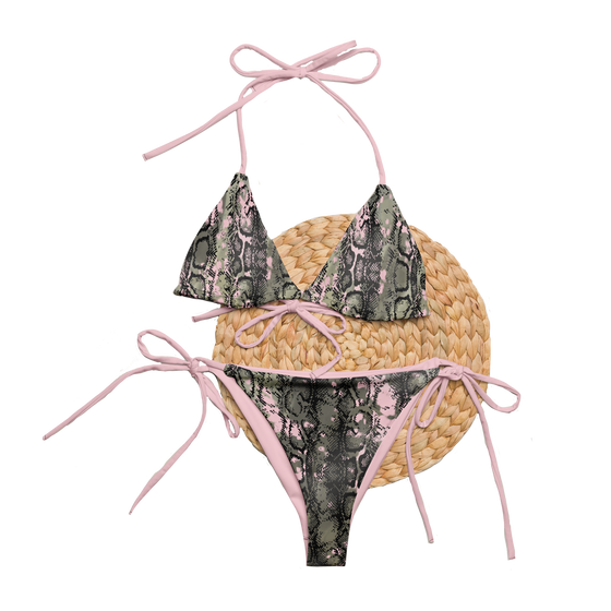 FREE Shipping, Snakeskin String Bikini, Padded, UPF 50