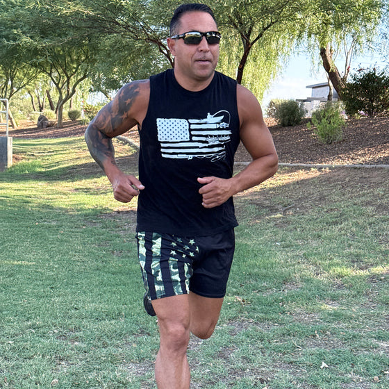 Men's Camo Flag UPF 50 Mesh Shorts w/ Pockets