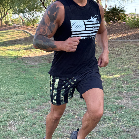 Men's Camo Flag UPF 50 Mesh Shorts w/ Pockets