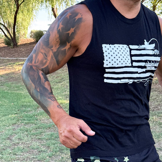 Men's Sportsman's Flag Cotton Sleeveless Muscle Tank