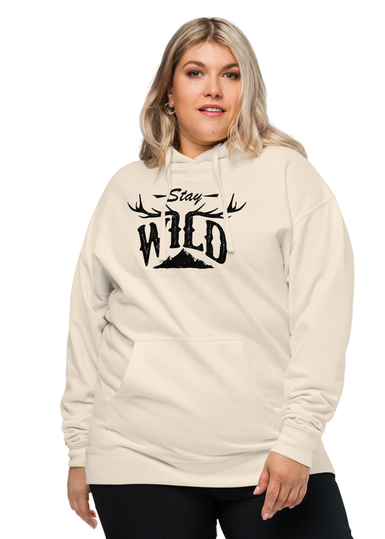 Stay Wild Hoodie, Teal or Bone