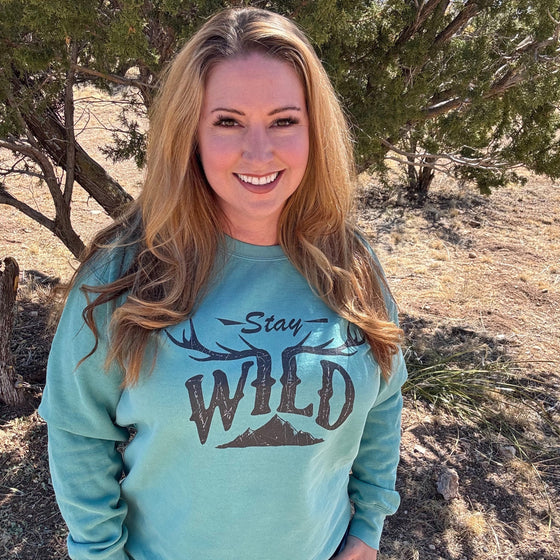 Women's Stay Wild Vintage Wash Antler Pullover, 3 Colors