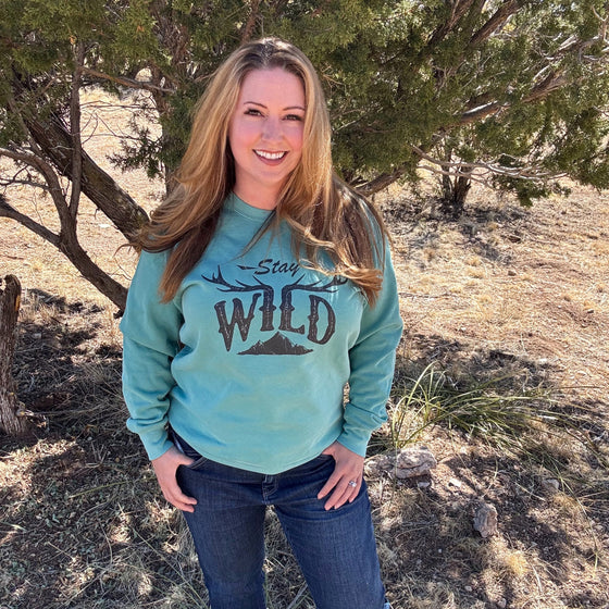 Women's Stay Wild Vintage Wash Antler Pullover, 3 Colors
