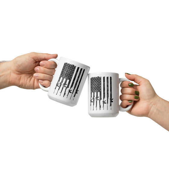 Coffee Mug, Large 15oz, Tactical Gun Flag 2A Logo