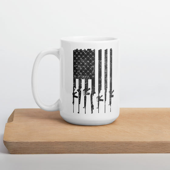 Coffee Mug, Large 15oz, Tactical Gun Flag 2A Logo