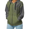 Green and gray hoodie with a zipper on a white background