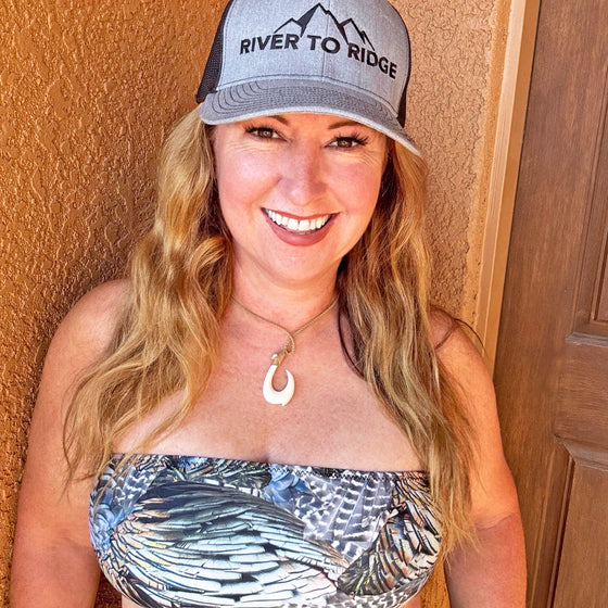 River to Ridge, Snapback Trucker Hat, Unisex, Grey