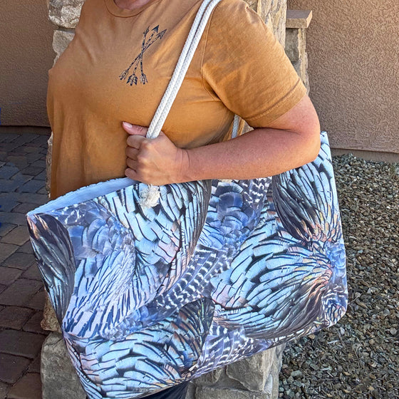 Oversized Turkey Feather Pattern Weekender Tote Bag