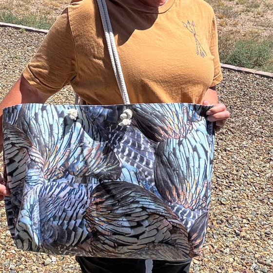 Oversized Turkey Feather Pattern Weekender Tote Bag