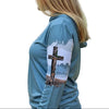 Women's Camo Cross Christian UPF 50 Hoodie Matthew 16:26