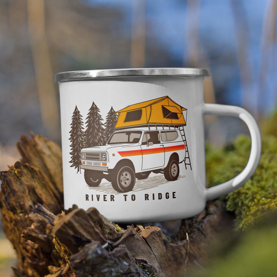 Enamel Mug Vintage Truck Camping, 120z