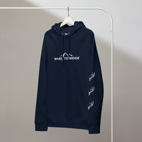 River to Ridge Whitetail Deer Sleeve, Hidden Side Pocket Hoodie, Unisex