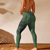 High Waist Non-Toxic Leggings, Woodland Antler Logo, Forest Green