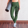 High Waist Non-Toxic Leggings, Woodland Antler Logo, Forest Green
