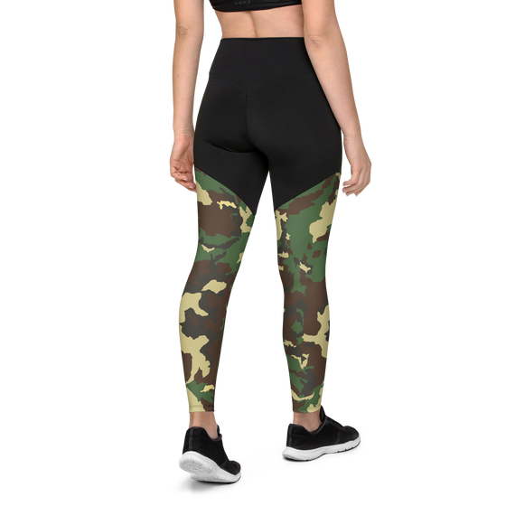 Sale 50% OFF, FREE Shipping, Compression Leggings, w/ "Booty Lift" - Camo, Large