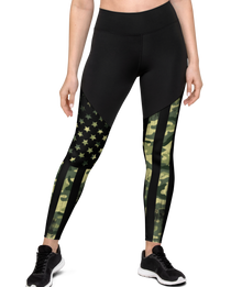  SALE 25% OFF, FREE Shipping, Compression Leggings, w/ "Booty Lift" Camo Flag