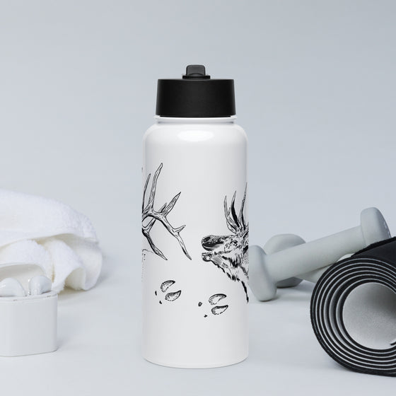 Elk Logo 32oz Stainless Steel Water Bottle w/ Straw Lid