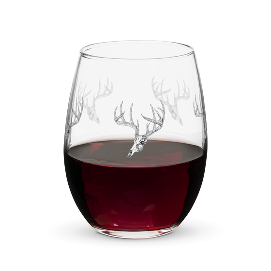Whitetail Skull Stemless Wine Glass