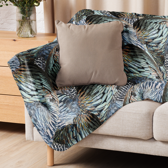 Turkey Feather Pattern Sherpa Fleece Blanket from River to Ridge Clothing Brand