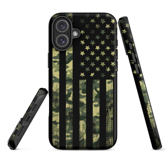 Dual Layer iPhone® Tough Case, FREE Shipping, Camo Flag Patriotic