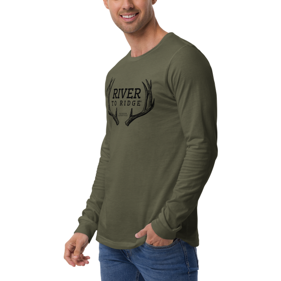 Men's Long Sleeve River to Ridge Deer Antler T, Olive