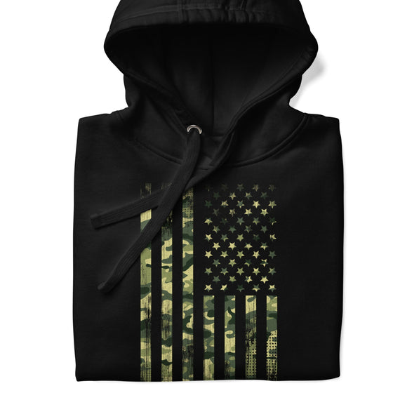 River to Ridge Camo Flag hoodie in black