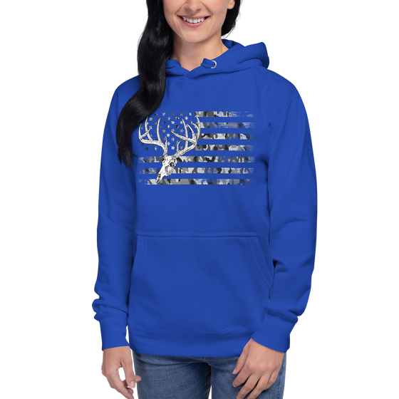 Whitetail Flag Women's Hoodie, Black or Blue