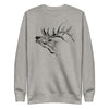 Gray sweatshirt with a black elk graphic on a white background