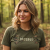bowhunt t shirt on a woman outdoors