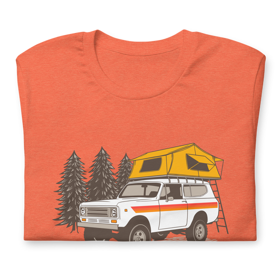 Truck Camping, Men's Overland T, Heather Orange or Grey