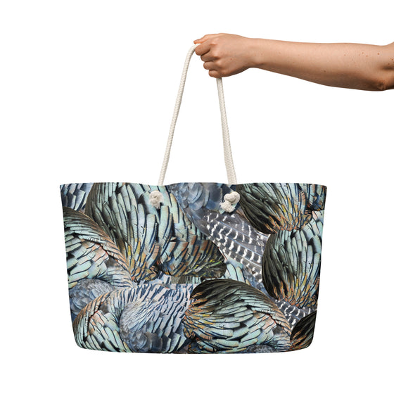 Oversized Turkey Feather Pattern Weekender Tote Bag